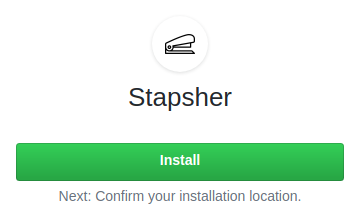 Stapsher GitHub App installation page
