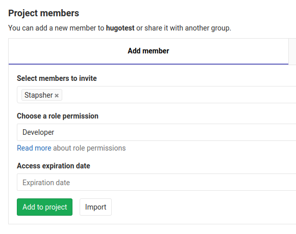 Add stapsher as GitLab project member